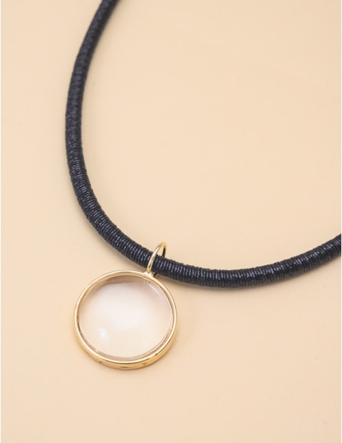 COLAR DE LUREX PINGENTE CRISTAL TRANSPARENTE - CO29384