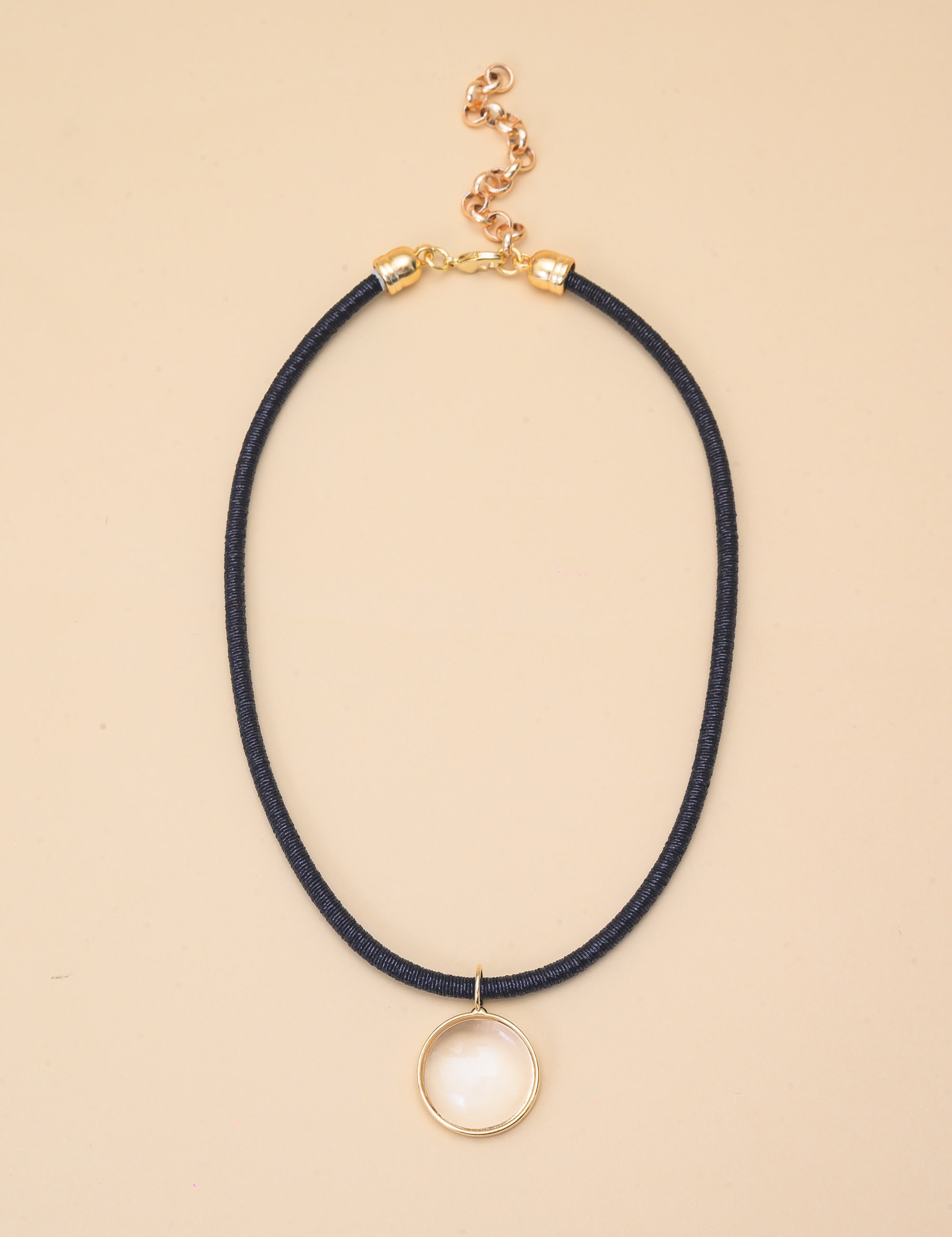 COLAR DE LUREX PINGENTE CRISTAL TRANSPARENTE - CO29384