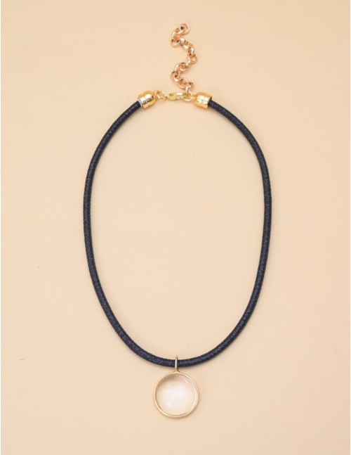 COLAR DE LUREX PINGENTE CRISTAL TRANSPARENTE - CO29384VO191