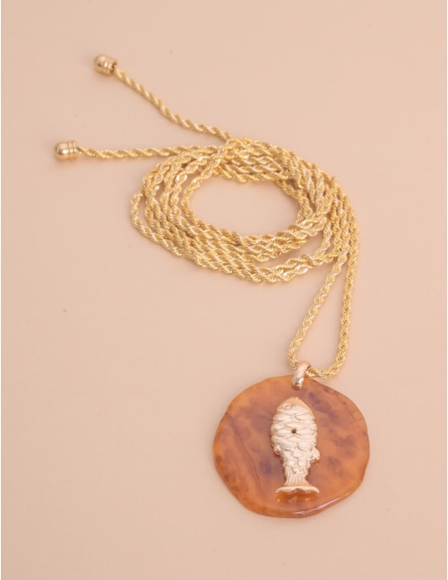 COLAR DE OURO PINGENTE PEIXE TARTARUGA - CO29361VO20