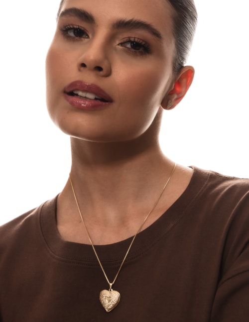 COLAR DE OURO RELICÁRIO DE CORAÇÃO G - CO2965-G