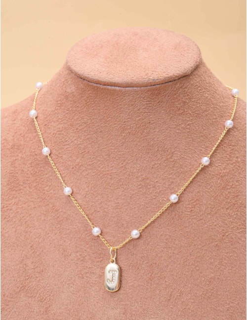 COLAR DE PÉROLA LETRAS - CO29406VO01 LETRA: J