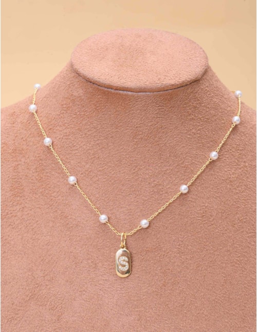COLAR DE PÉROLA LETRAS - CO29406VO01 LETRA: S