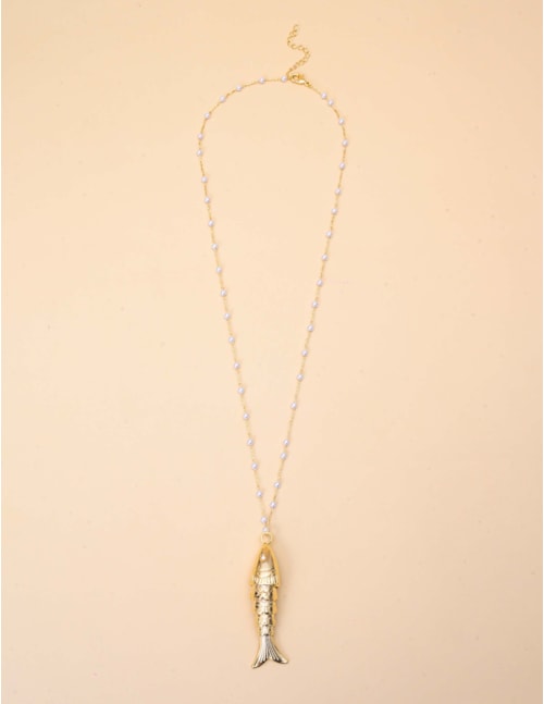 COLAR DE PÉROLA PINGENTE PEIXE - CO29407VO01