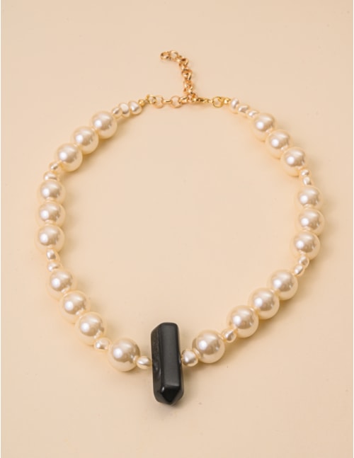 COLAR DE PEROLA QUARTZO ONIX  - CO29266VO02