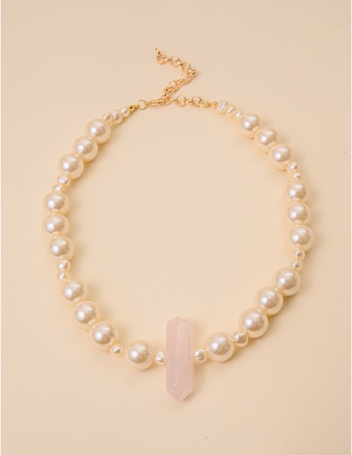 COLAR DE PEROLA QUARTZO ROSA - CO29266VO03