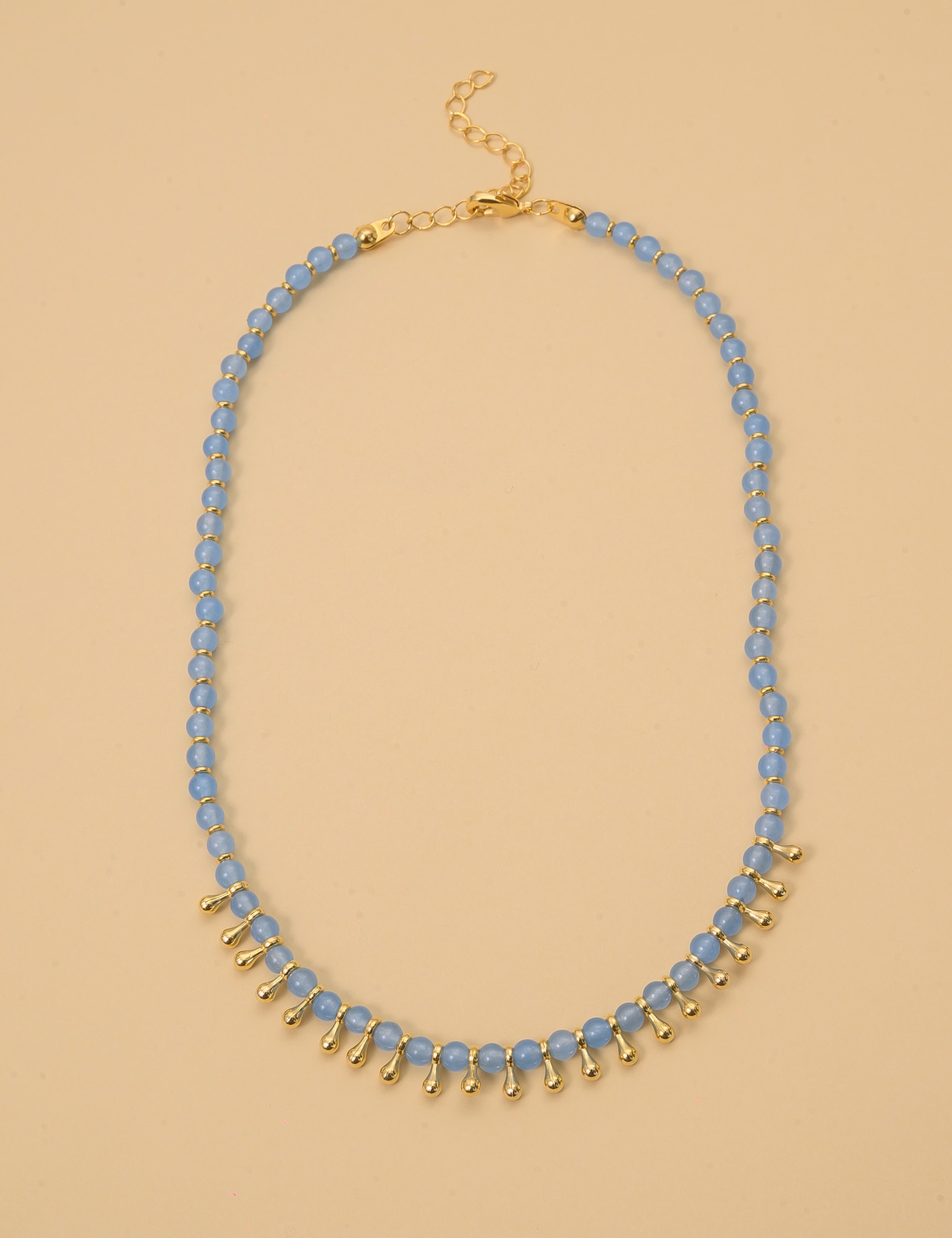 Colar Delicado de Esferas de Pedra Jade Azul -CO29253VO02