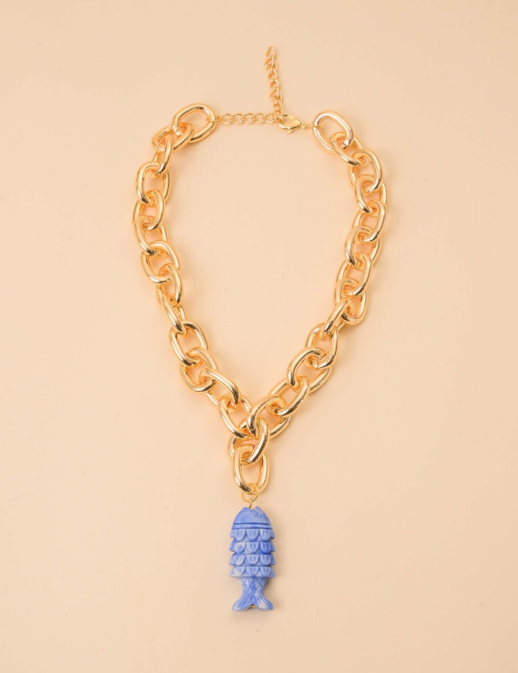 COLAR ELO 4 COM PINGENTE DE PEIXE AZUL - CO29251