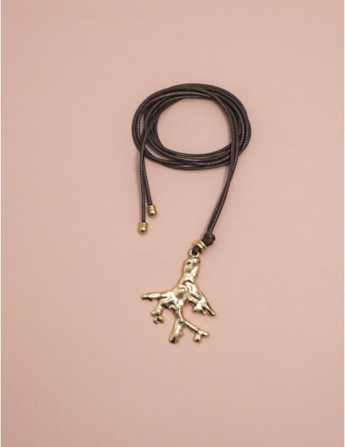 COLAR FIO CORAL MARROM - CO29044