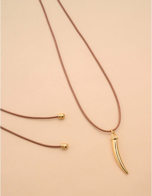 COLAR FIO MARROM ESCURO DENTE - CO29175