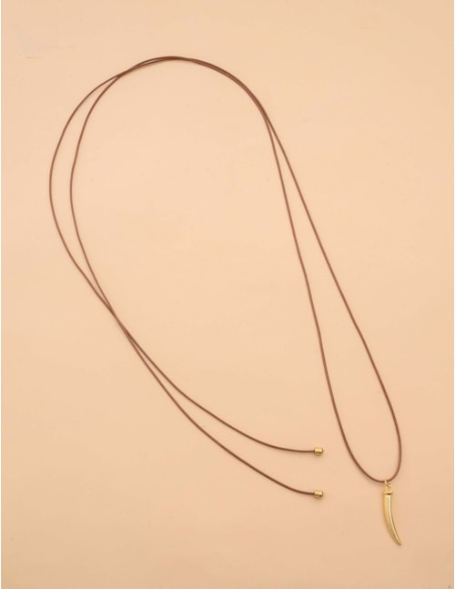 COLAR FIO MARROM ESCURO DENTE - CO29175