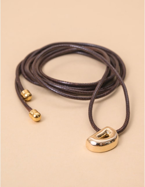 COLAR FIO PINGENTE D MARROM CLARO - CO26208VO04