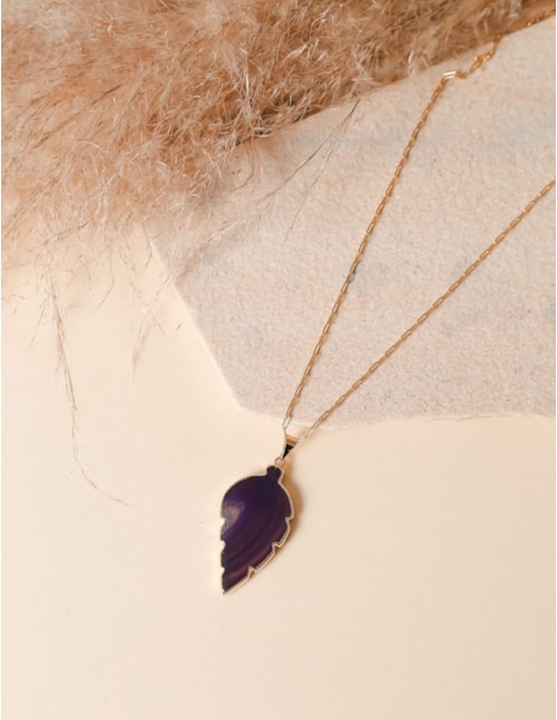 COLAR FOLHA ÁGATA ROXO - CO2198VO04