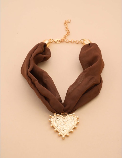 COLAR LENÇO MARROM CORAÇAO - CO29194VO02