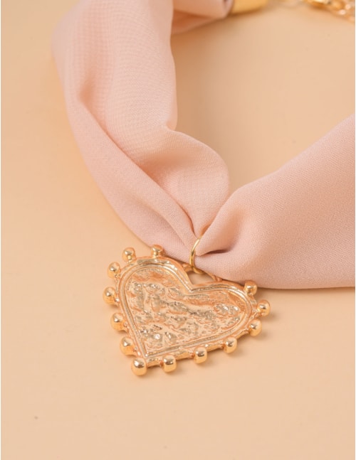 COLAR LENÇO NUDE CORAÇÃO - CO29194VO26