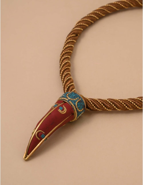 COLAR MARROM TORCIDO DENTE VINHO - CO29161