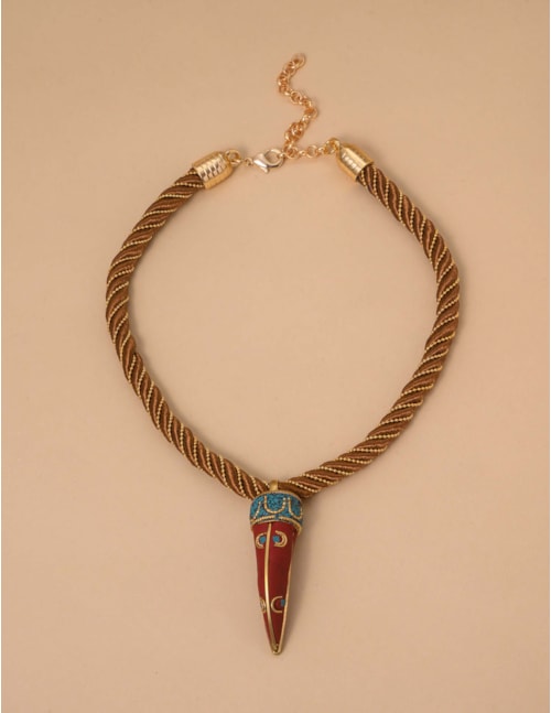 COLAR MARROM TORCIDO DENTE VINHO - CO29161