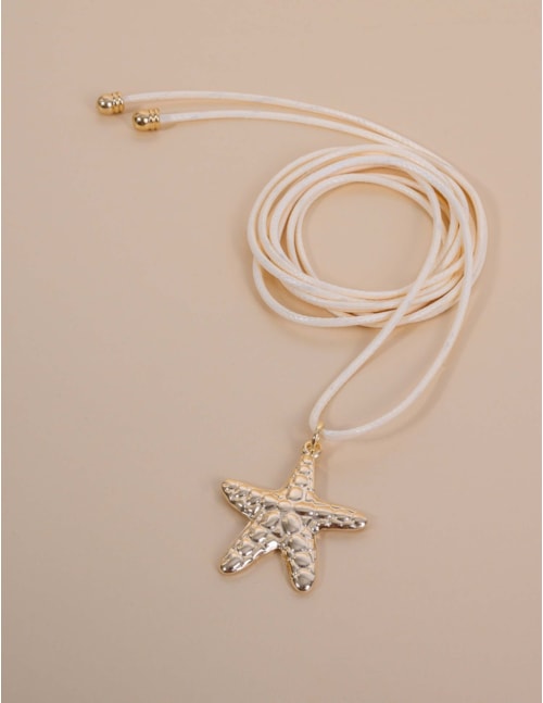 COLAR OFF WHITE PINGENTE ESTRELA DO MAR OURO - CO29354VO17