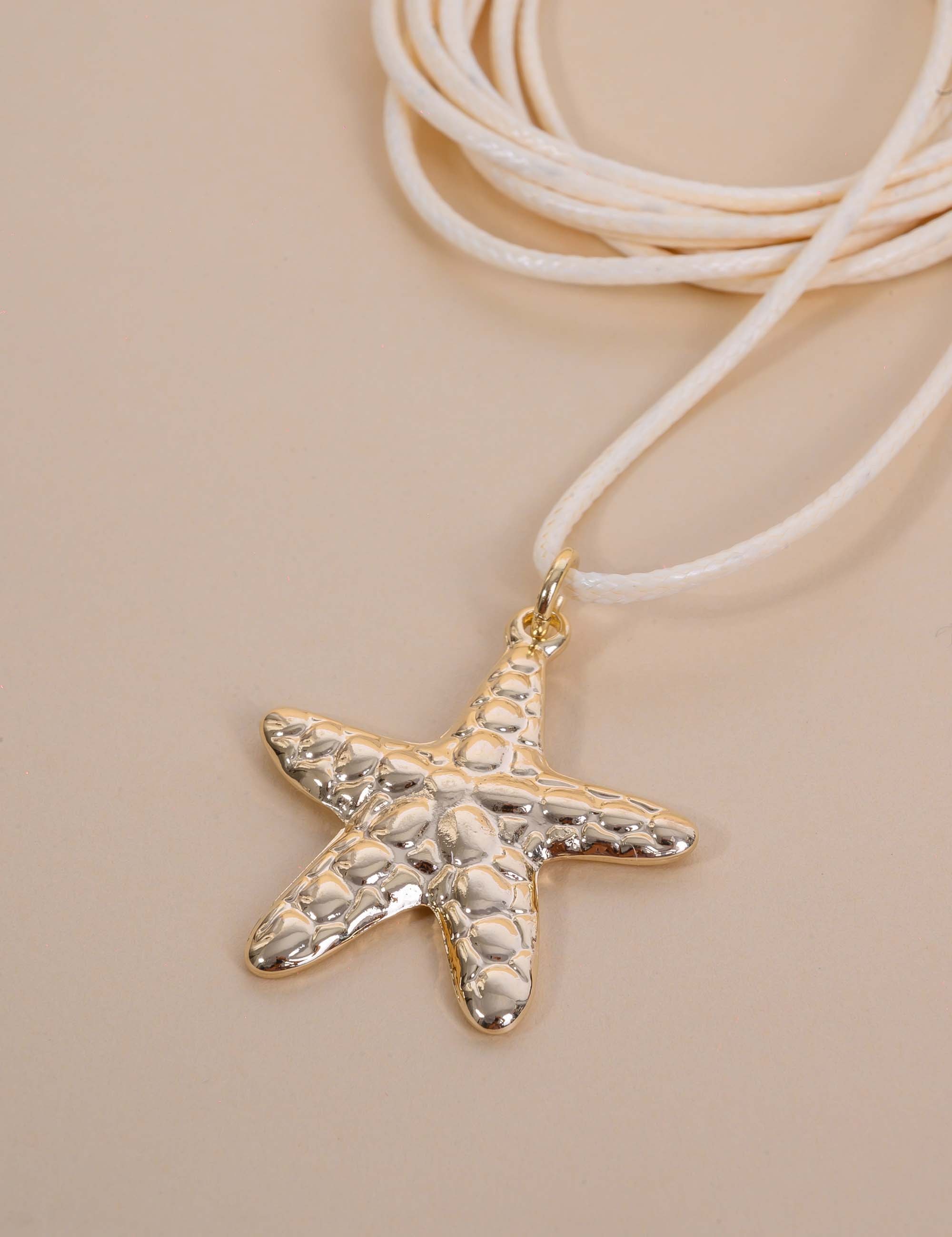 COLAR OFF WHITE PINGENTE ESTRELA DO MAR OURO - CO29354VO17