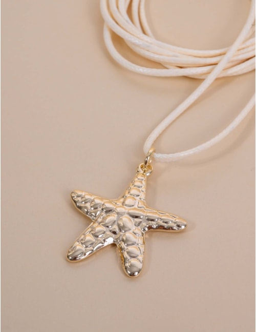 COLAR OFF WHITE PINGENTE ESTRELA DO MAR OURO - CO29354VO17