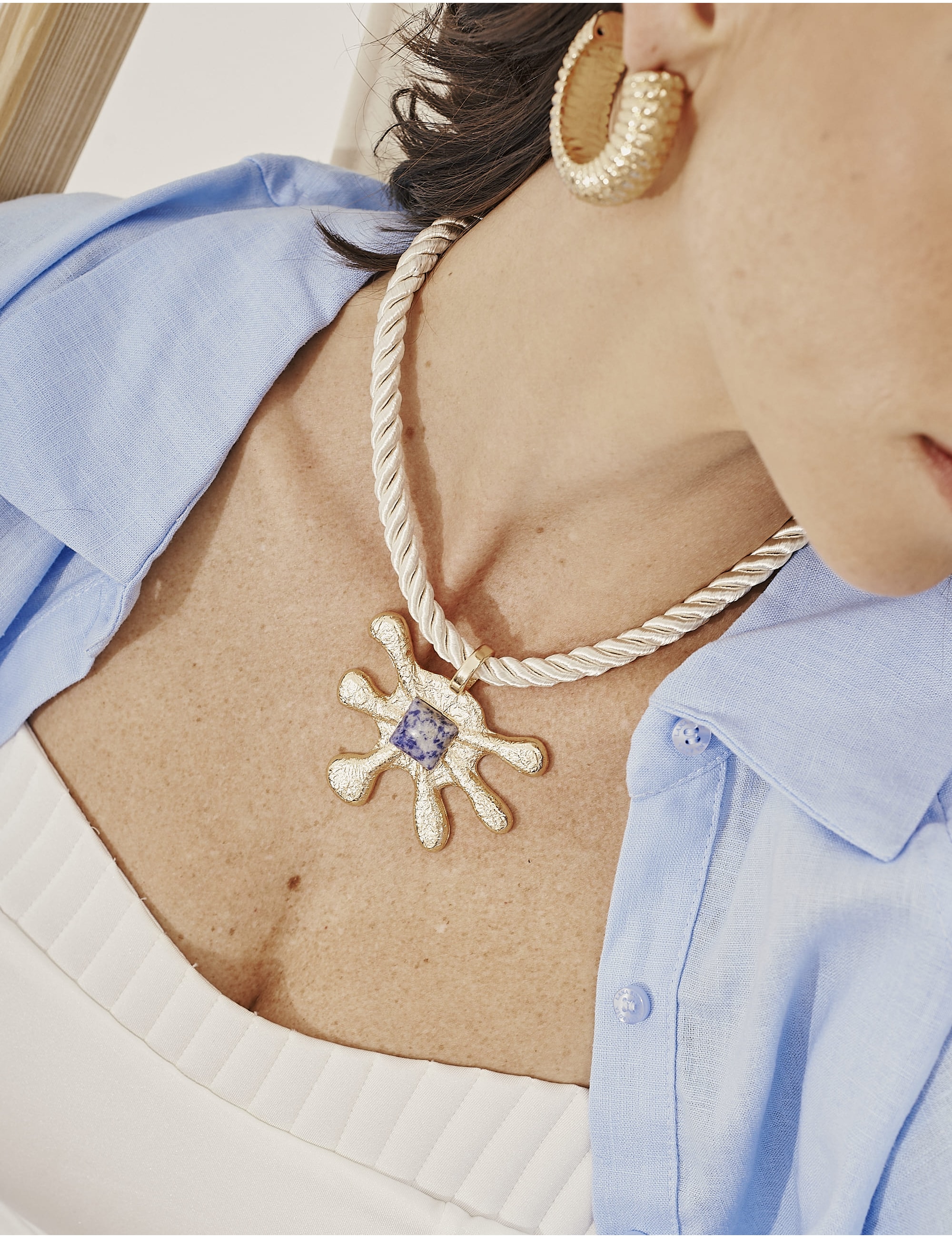 COLAR OURO FRESH PEDRA AZUL - CO29381VO15