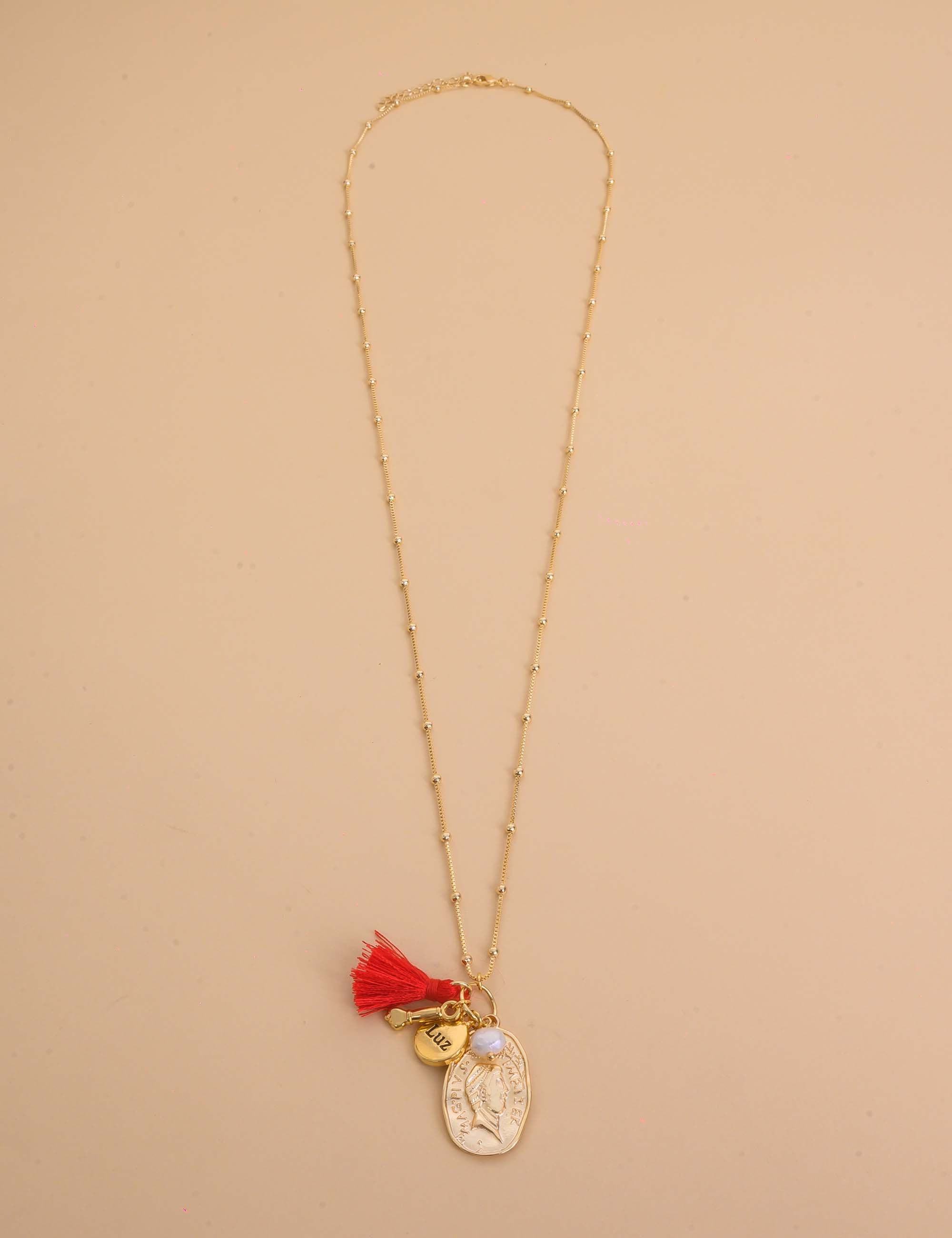 COLAR OURO LONGO AMULETO PAZ -  CO29403VO05