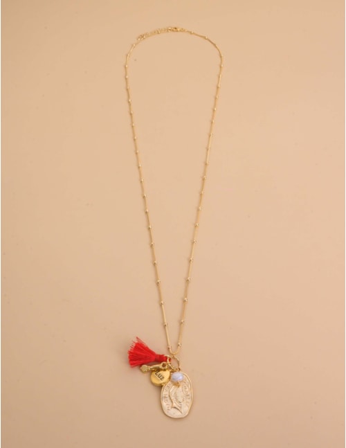 COLAR OURO LONGO AMULETO PAZ -  CO29403VO05