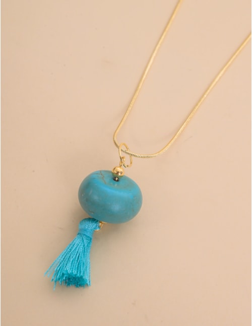 COLAR OURO LONGO TASSEL AZUL TURQUESA - CO29402VO16