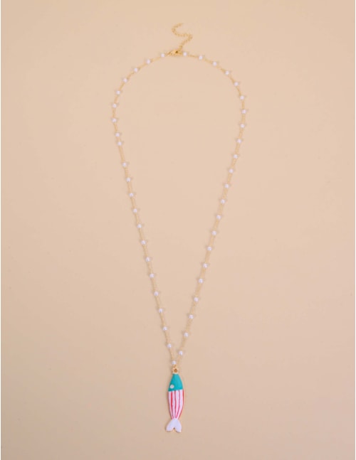 COLAR OURO PEIXE ESMALTADO COLORIDO - CO29347