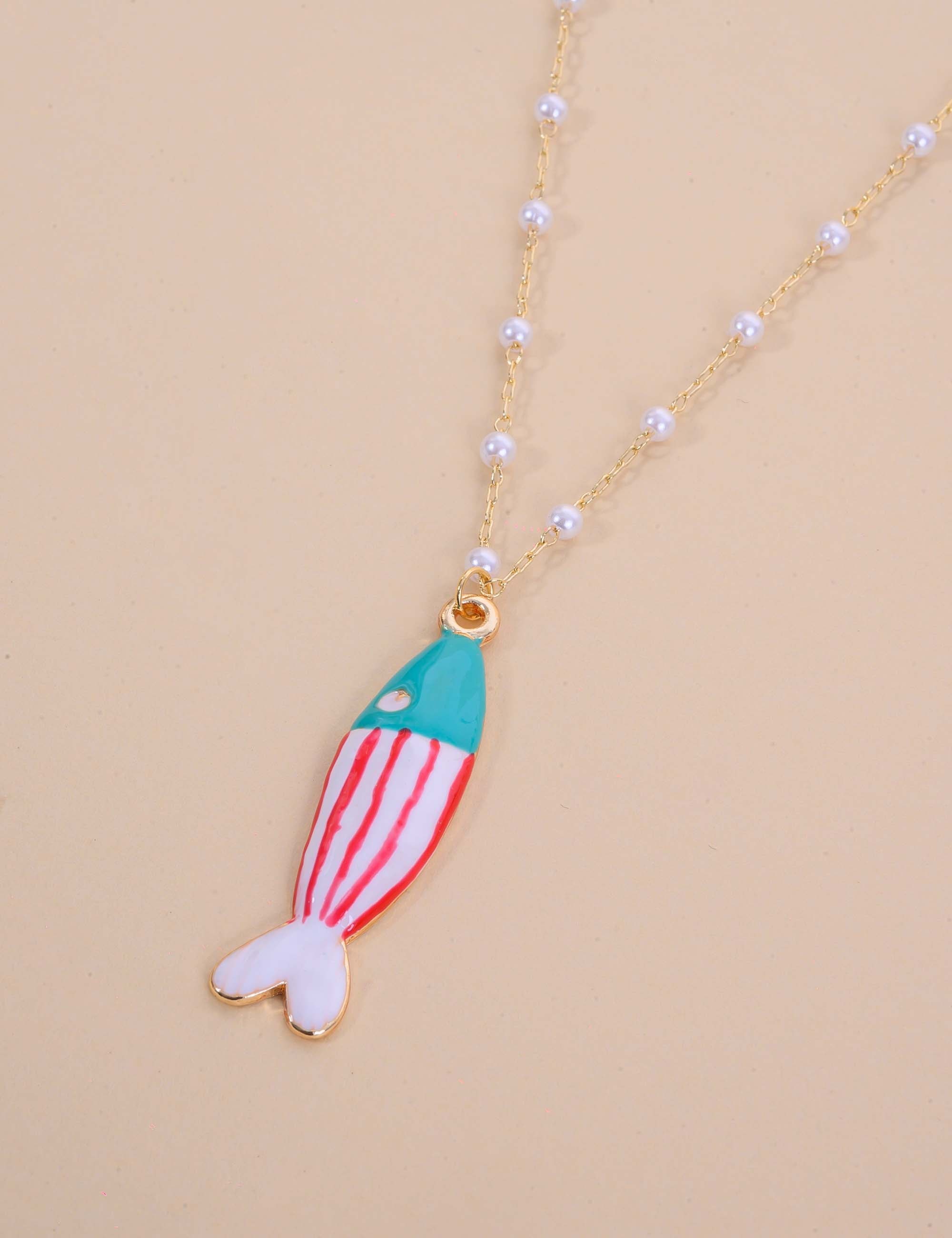 COLAR OURO PEIXE ESMALTADO COLORIDO - CO29347VO23