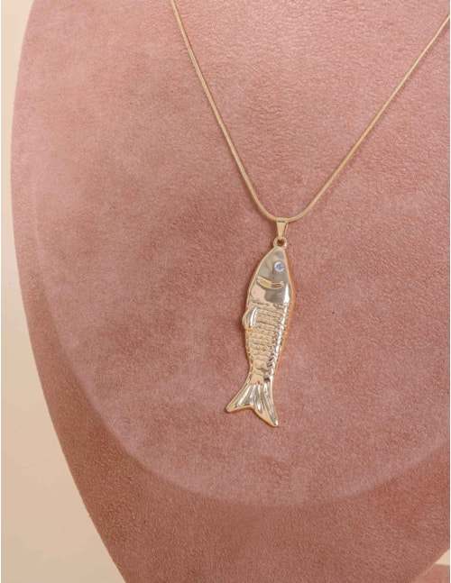 COLAR OURO PINGENTE LONGO PEIXE - CO29353VO01