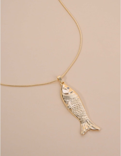 COLAR OURO PINGENTE LONGO PEIXE - CO29353VO01