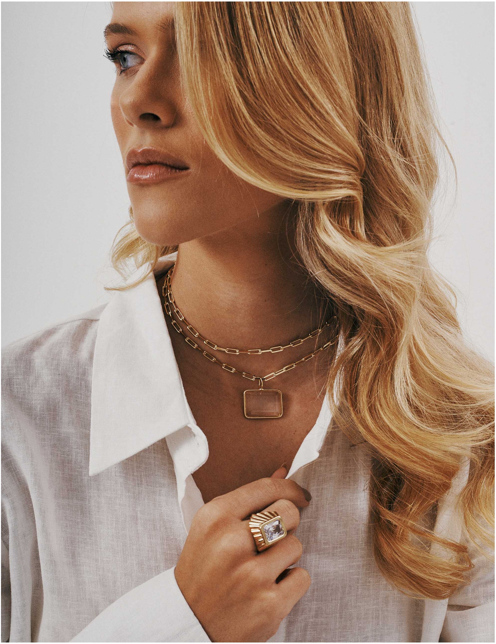 COLAR OURO PINGENTE RETAGULAR - CO29343