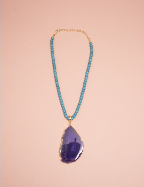 COLAR PEDRA NATURAL ROXO - CO29151V004