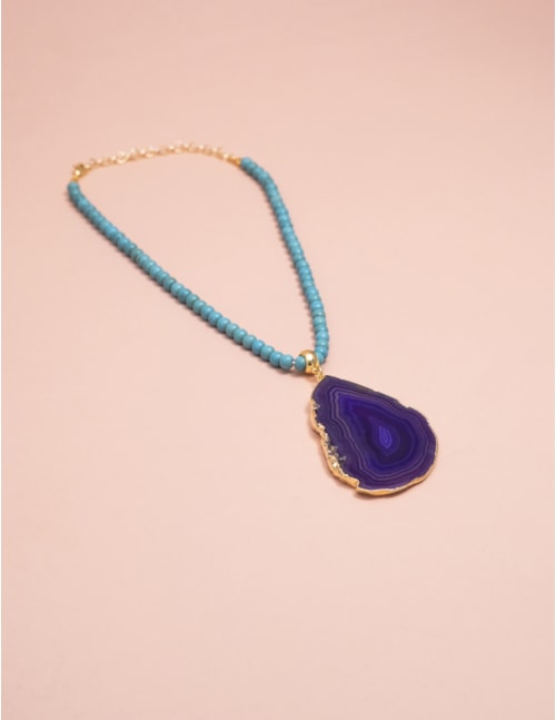 COLAR PEDRA NATURAL ROXO - CO29151V004