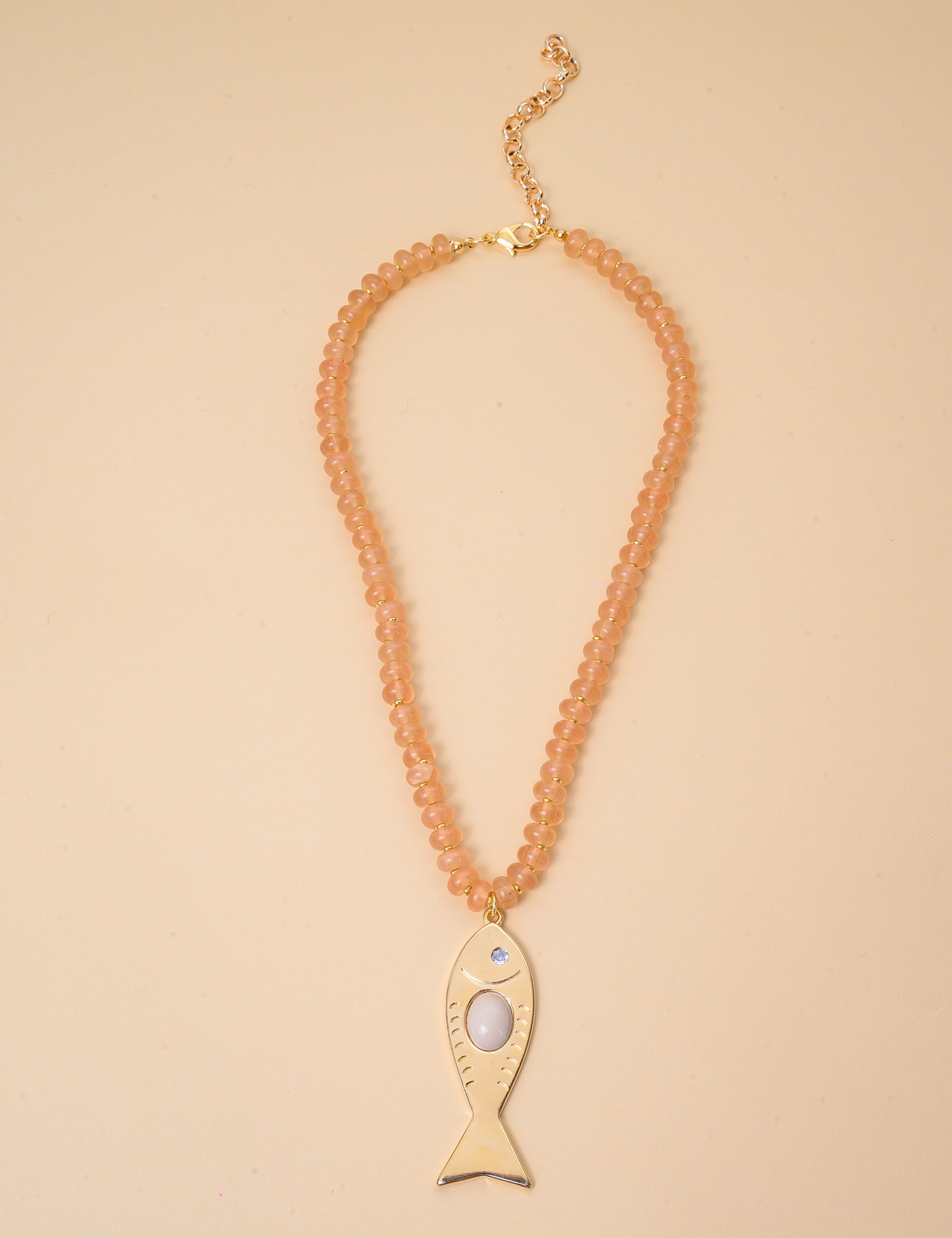 COLAR PEDRA PINGENTE BEGE - CO29335