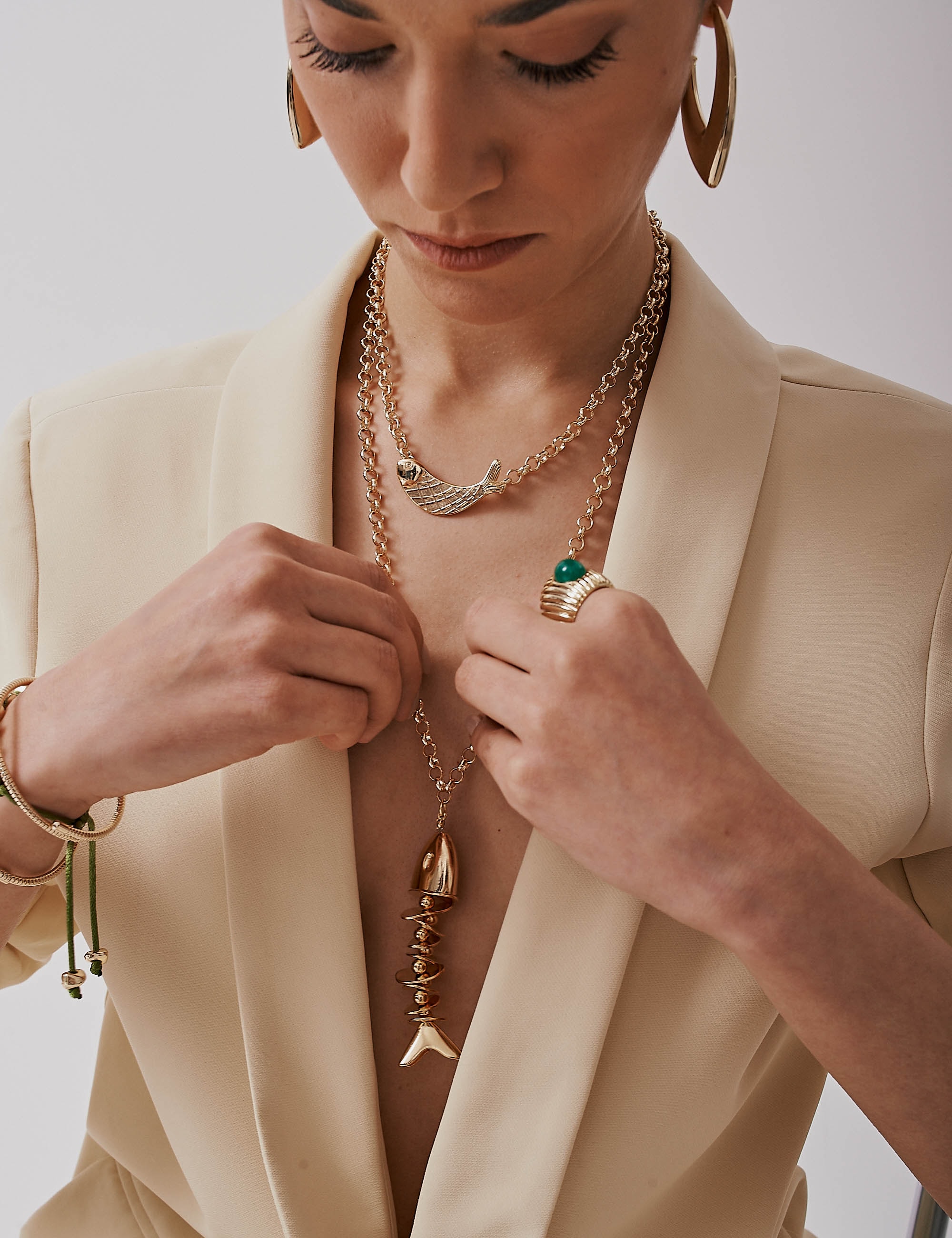 COLAR PEIXE METAL OURO - CO29277