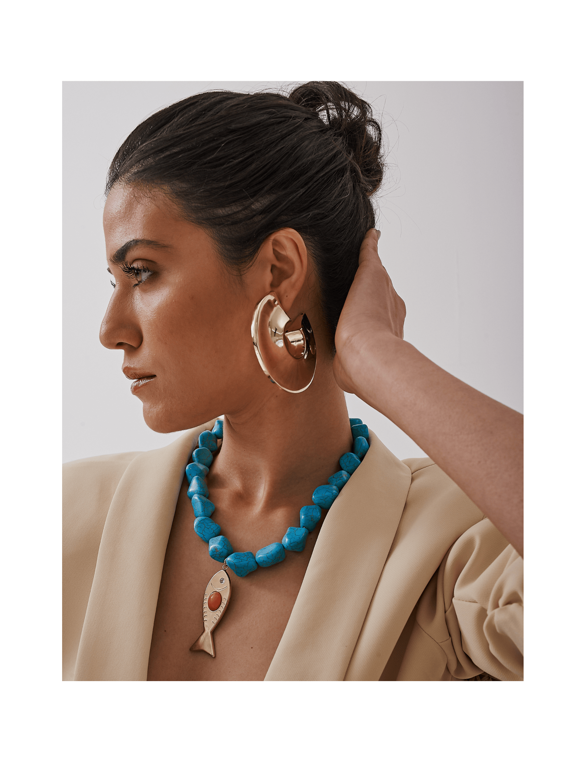 COLAR PEIXE PEDRA TURQUESA - CO29274VO01