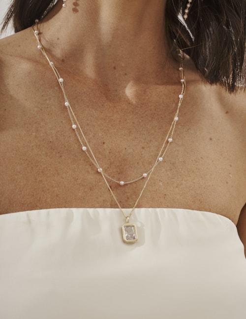 COLAR PINGENTE CRISTAL QUADRADO - CO29363