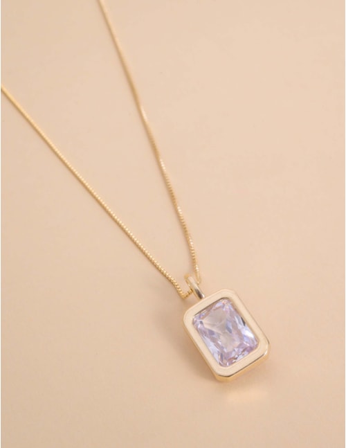 COLAR PINGENTE CRISTAL QUADRADO - CO29363