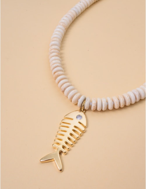 COLAR PINGENTE ESPINHA DE PEIXE OURO - CO29333VO01