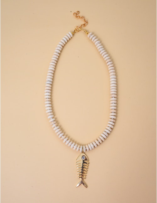 COLAR PINGENTE ESPINHA DE PEIXE OURO - CO29333VO01