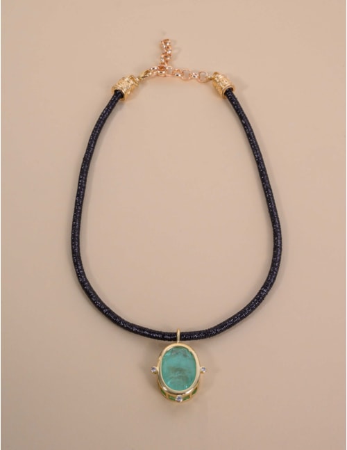 COLAR PINGENTE PEDRA VERDE - CO29368VO13