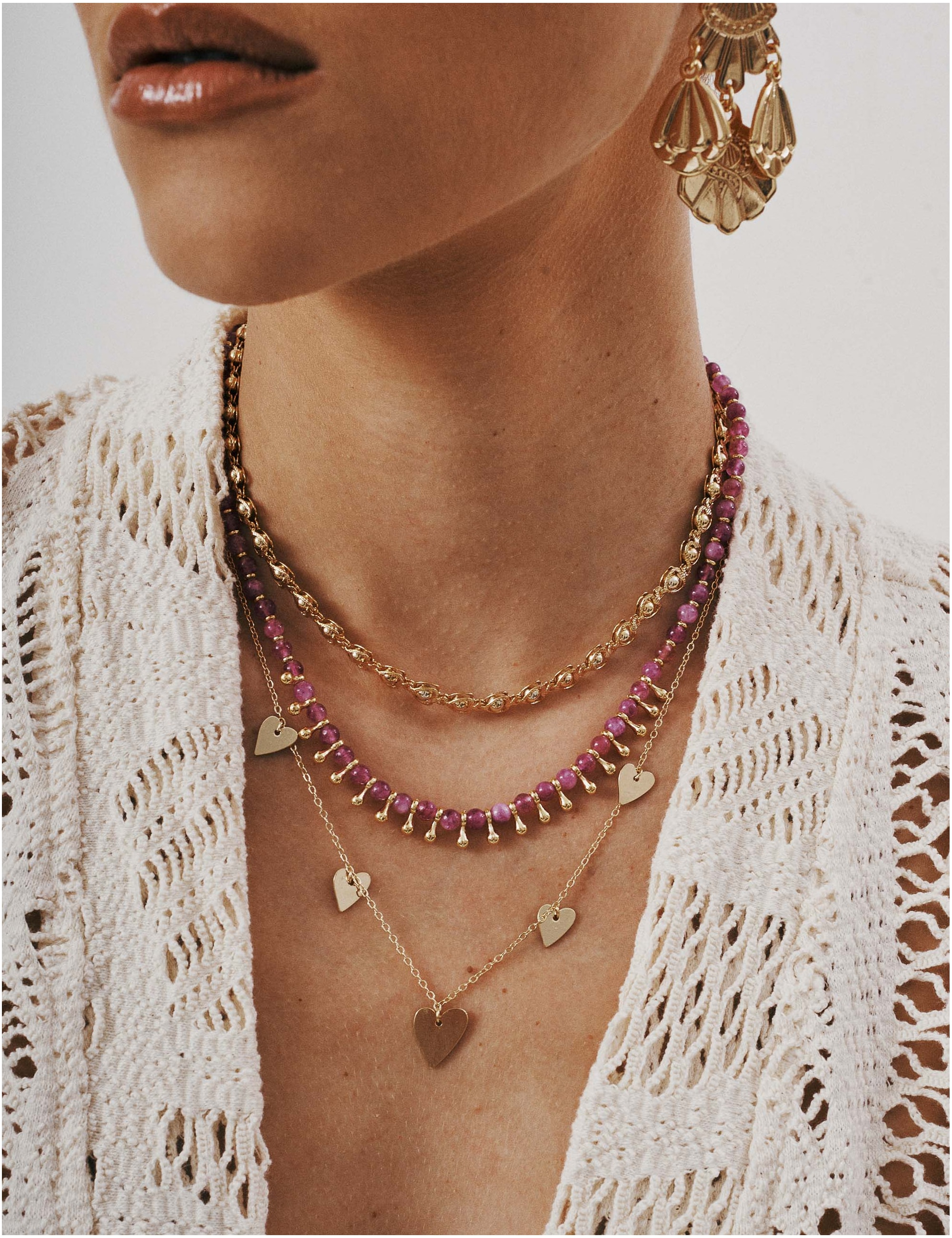 COLAR PINGENTES CORAÇAO - CO29297VO01