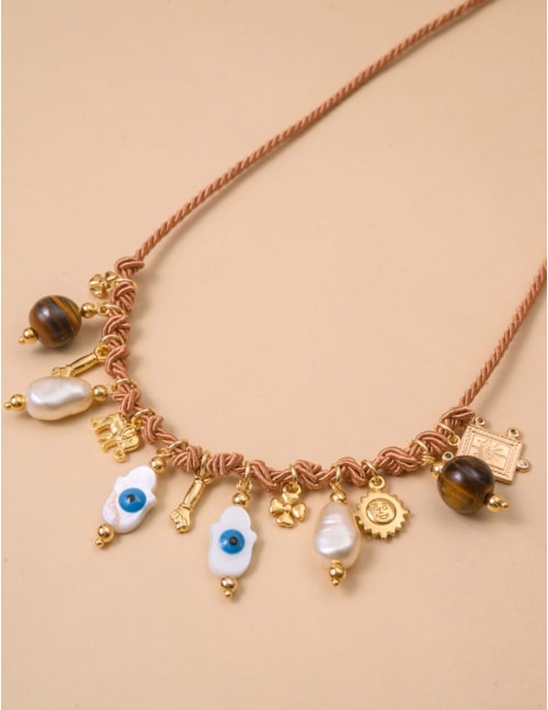 COLAR PINGENTES FIO CARAMELO - CO29203VO02