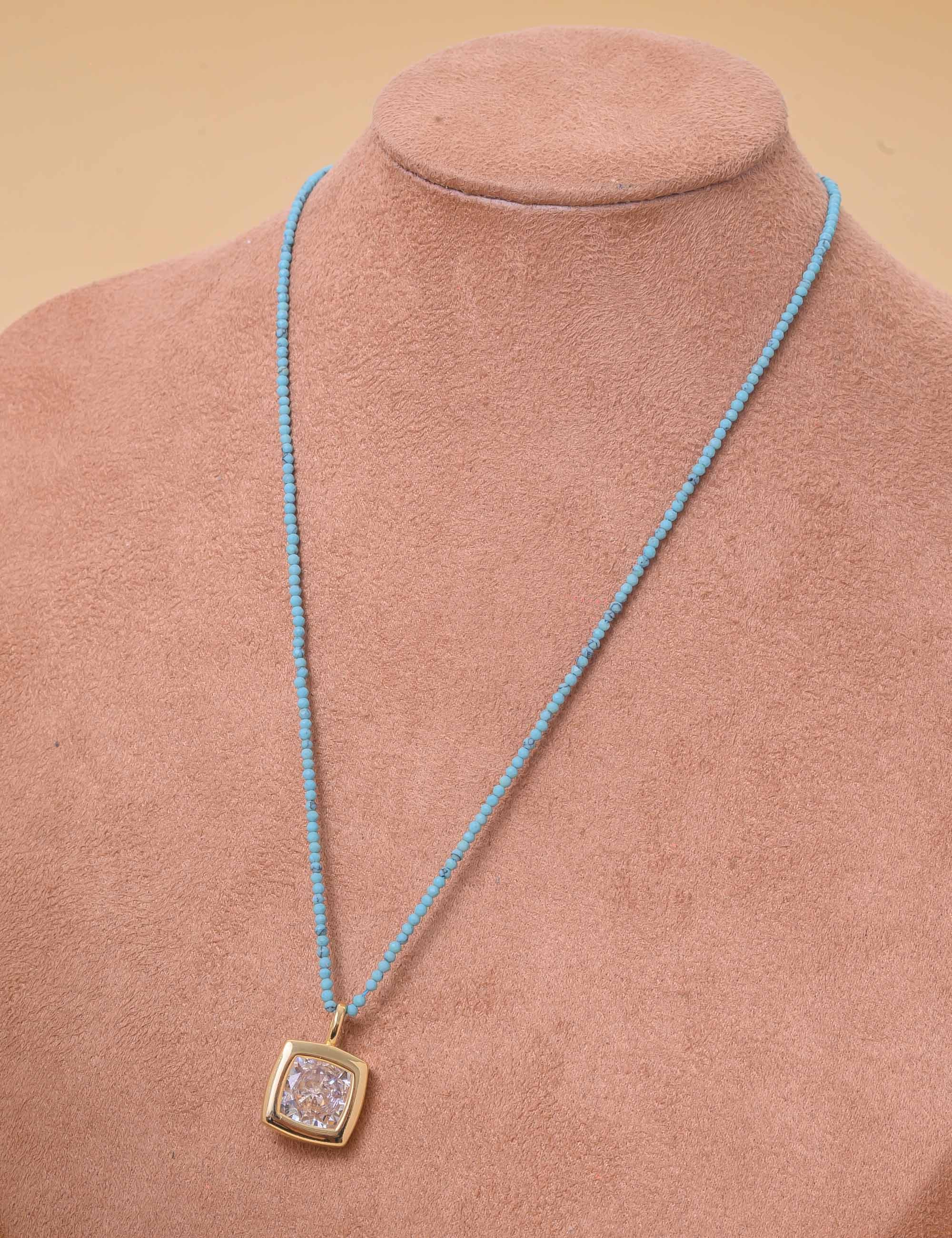 COLAR TURQUESA ESPINELIO PINGENTE CRISTAL - CO29348VO16