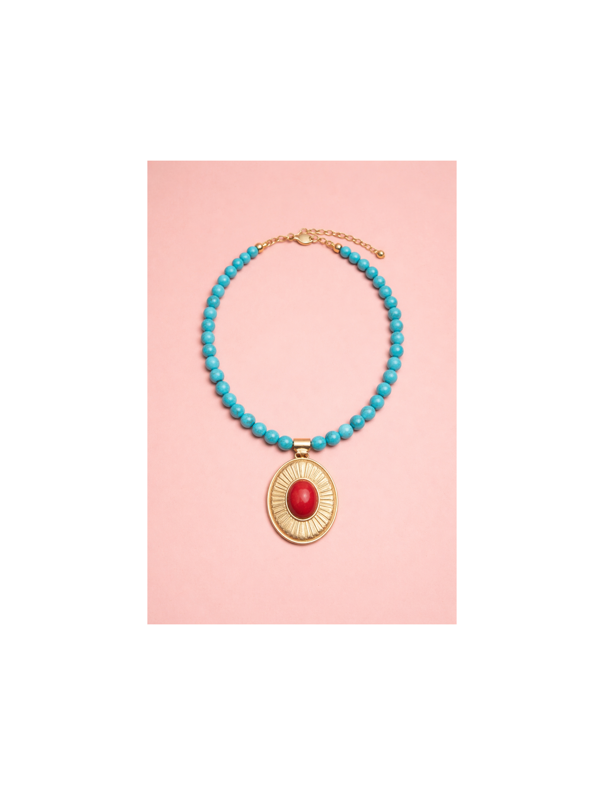 COLAR TURQUESA PEDRA HOWLITA VERMELHA - CO29116