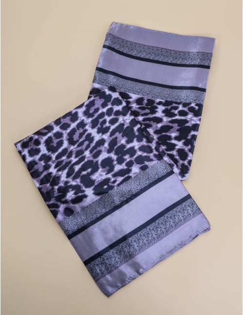 LENÇO CINZA ESTAMPA ONÇA - LE0002VO14