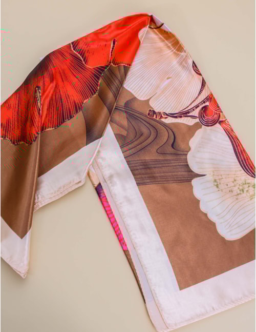 LENÇO MARROM ESTAMPA FLORAL - LE0002VO024