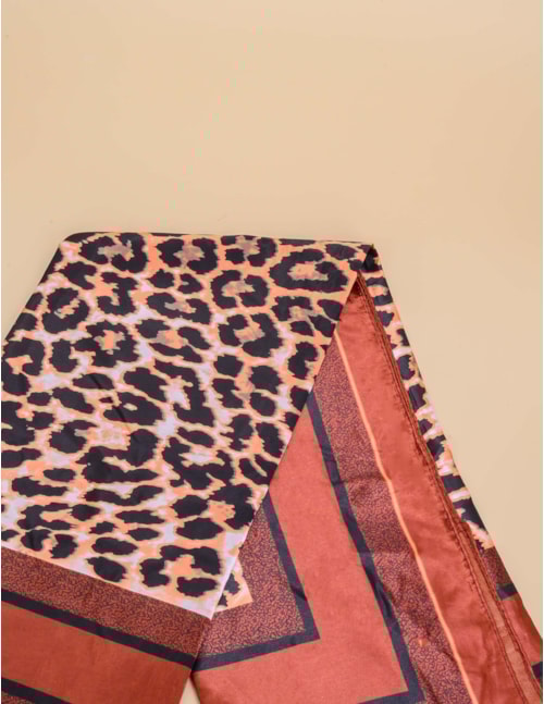 LENÇO MARROM ESTAMPA ONÇA - LE0002VO24